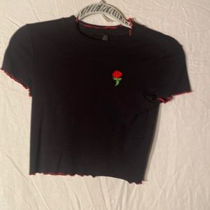 ALAB Black Rose Crop Top Size S short sleeve